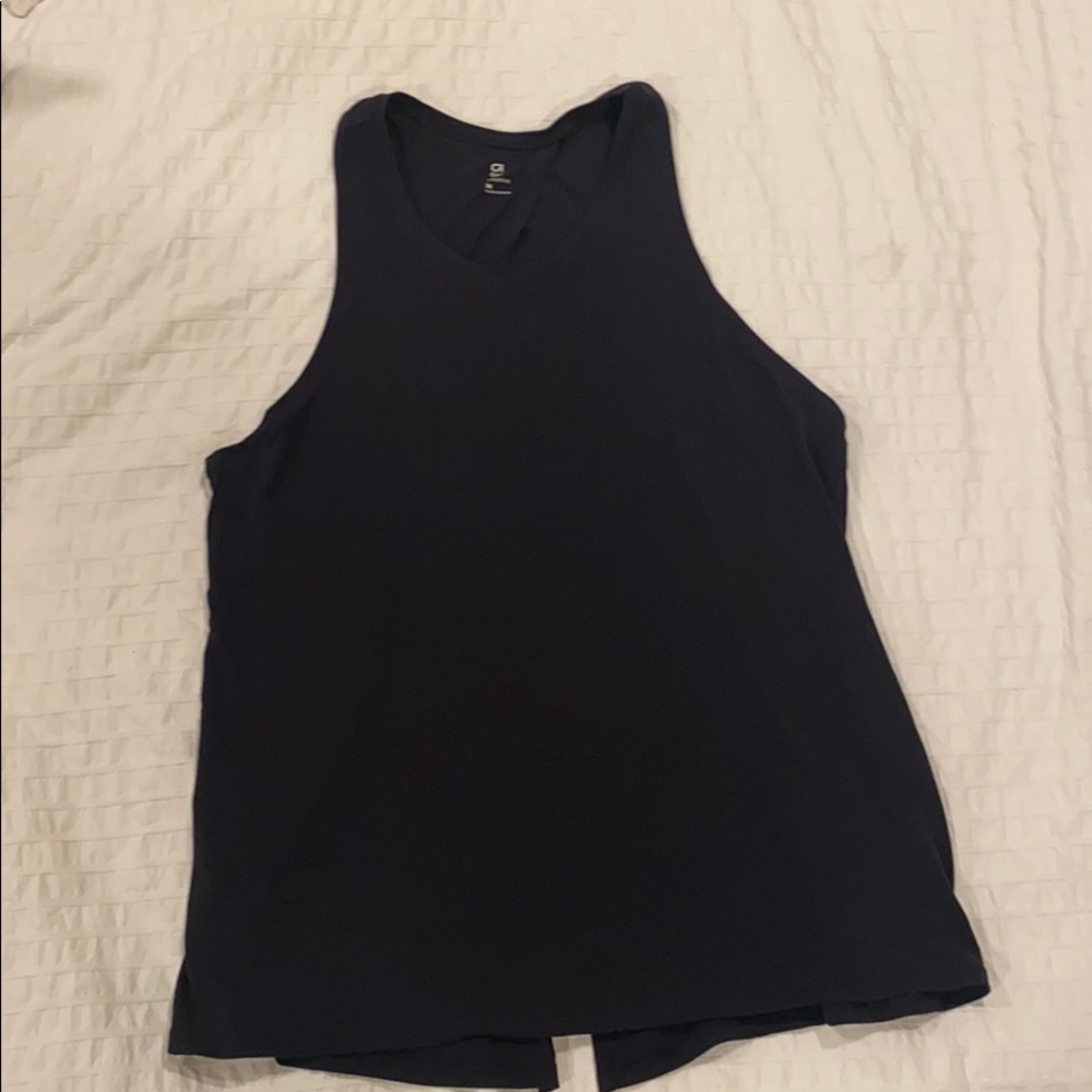 Black open back gap tank top